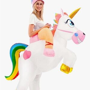 Inflatable Unicorn Costume with Rainbow Mane 040